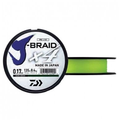 Pintas valas Daiwa J-Braid x4 Yellow 135m 0.07mm 2