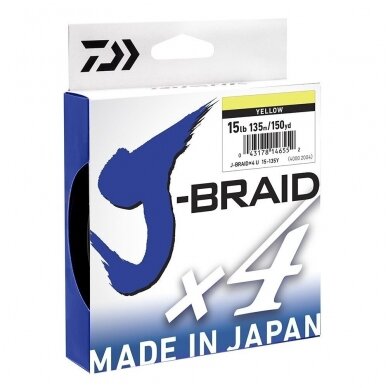 Pintas valas Daiwa J-Braid x4 Yellow 135m 0.07mm