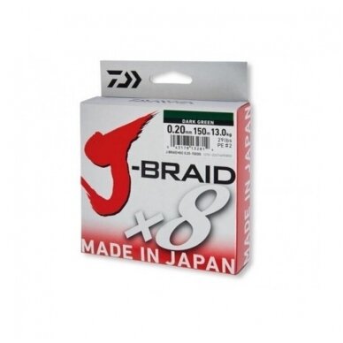 Pintas valas Daiwa J-Braid x8 Dark Green 150m 0.20mm